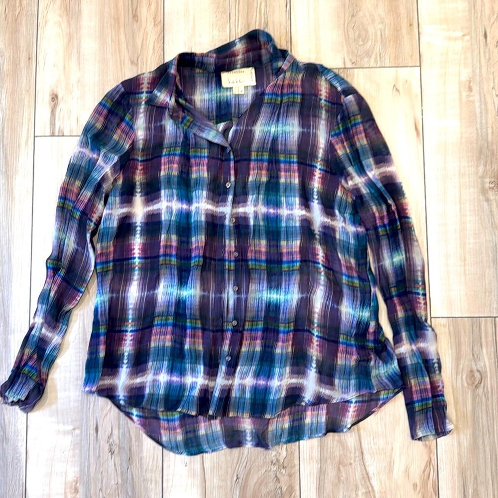 Tie dye silk button down